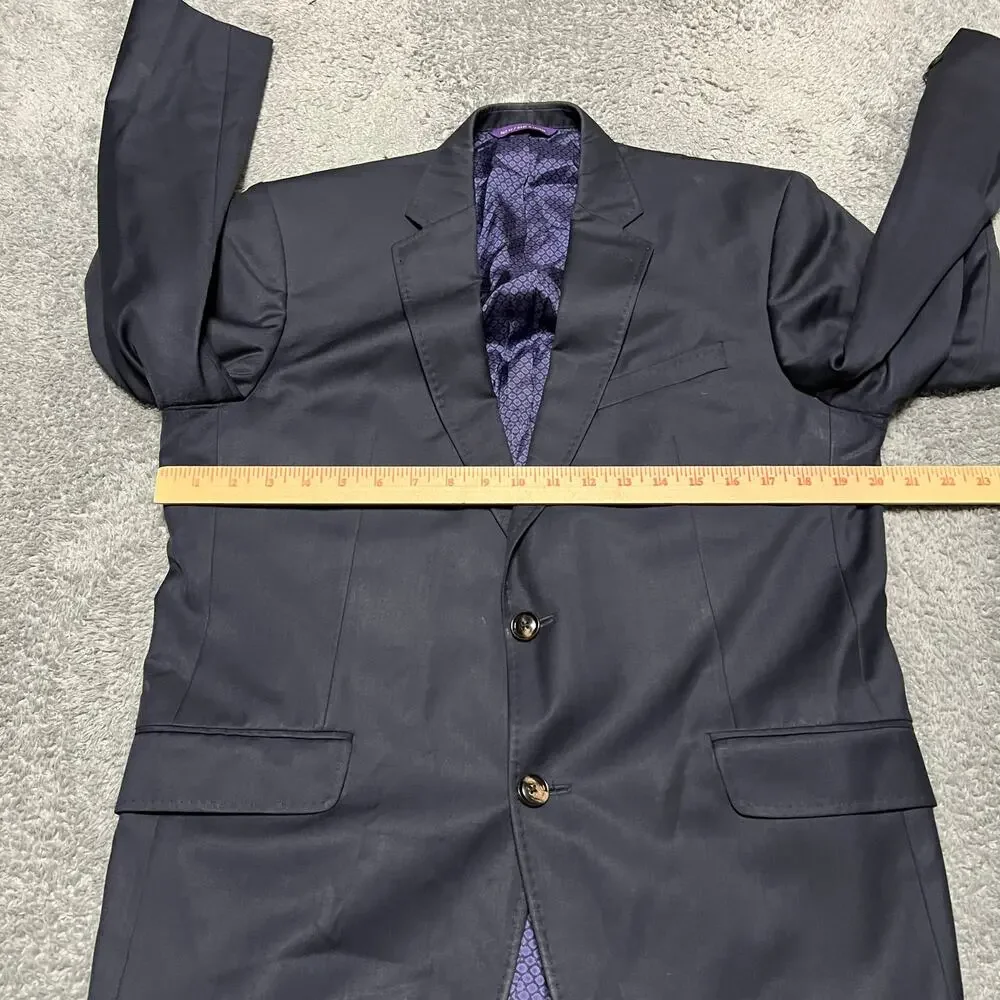 TED BAKER Endurance Blazer Mens 42 Navy Wool Sport Coat Jacket Pick Stitching
